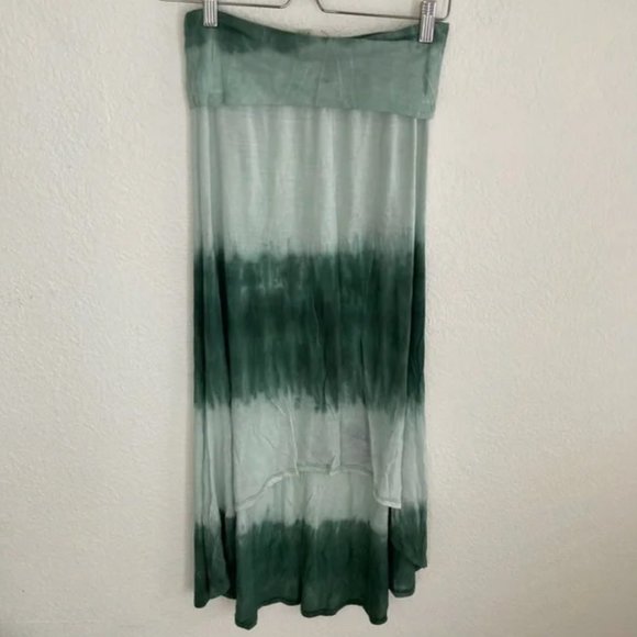 Billabong 100% viscose tie dye high low maxi skirt boho fold over green tie dye - Picture 1 of 6